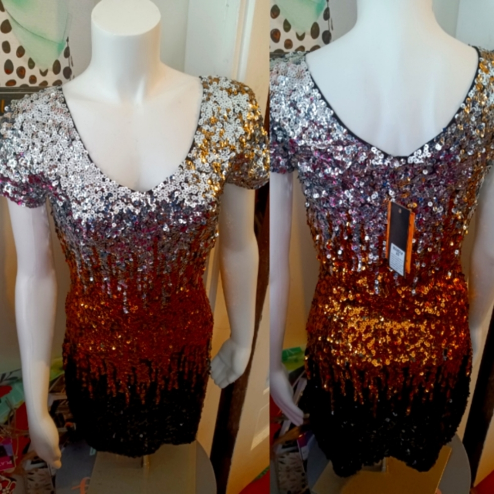 XS/S Stunning Tri Color Sparkly Party DRESS!